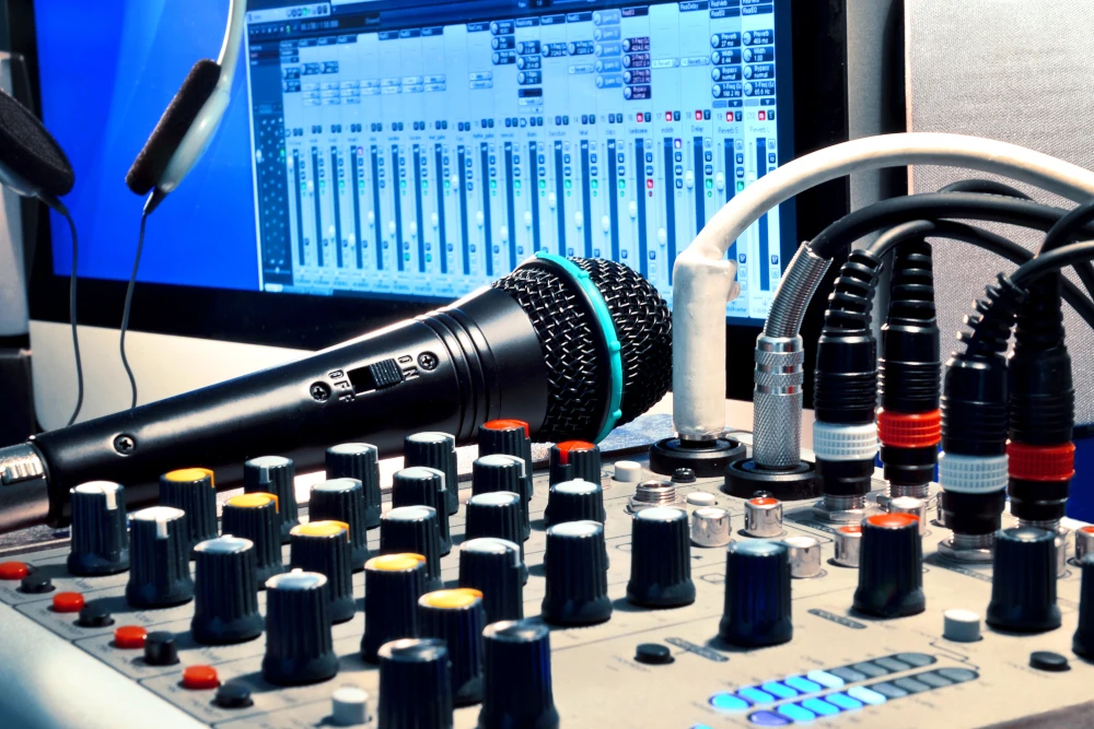 Audio-Equipment im Tonstudio als Darstellung von Sampling und Urheberrecht bei Musik